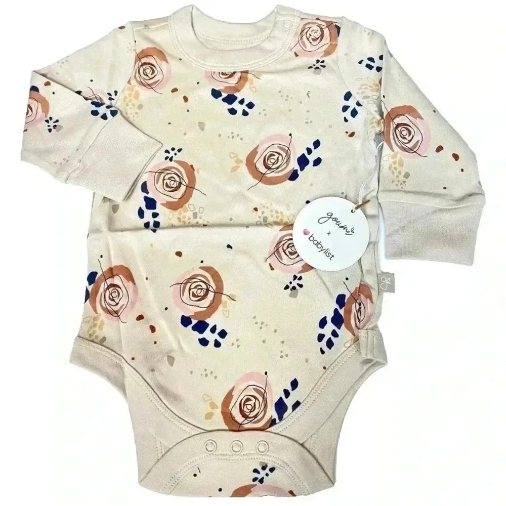 NWT Goumi Kids x Babylist LS Organic Floral Bodysuit Morocco Baby Girls 3-6m